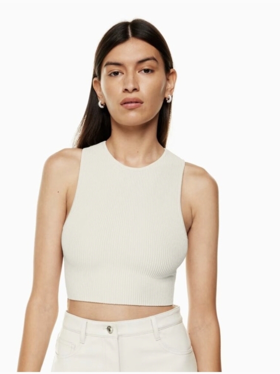 Babaton Tops - Aritzia Babaton Sculpt Knit Cropped Tank Top Cream Ivory Medium